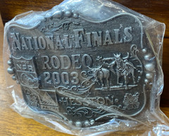 Hesston Wrangler 2003 Silver Tone NFR National Finals Rodeo Belt Buckle VTG