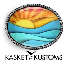 Summer Sunset Belt Buckle – Retro Beach Waves, Silver or Gold, Oval Belt Buckle