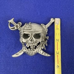 Metal Belt Buckle Pirates of Caribbean Skull & Sword 3.5”