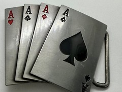 Poker Hand Four Aces – New Cutout Vegas Vibe Gambling Hand Belt Buckle