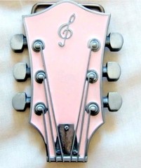 Pink Enamel Guitar Head Belt Buckle Musician Western other Colors Available