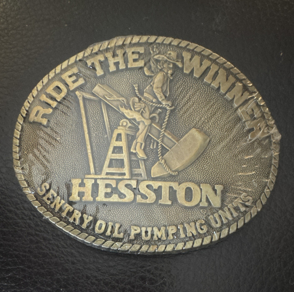 Vintage Hession Senior Oil Pumping “Ride The Winner” Belt Buckle|Original Wrap