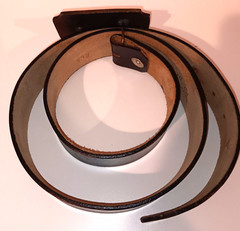 Men Belt Black Brass Buckle MY GUN Indiana Metal Craft 1977 Vintage 43in Clean