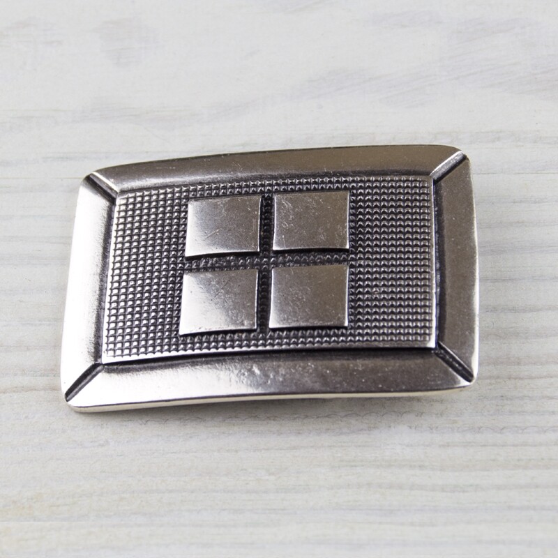 Biker Rectangle Geometry Belt Buckle Silver Interchangeable Buckle GS5579