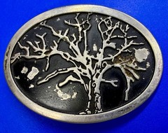 Tree Of Life =Black Enamel Oval Hippy Vibe Belt Buckle To Paint Restore