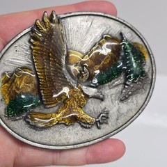 Siskiyou Buckle Co Vintage 1982 Eagle Mountain Pewter Belt Buckle Silver Western