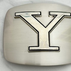 Letter Y Initial Monogram Silver Tone Belt Buckle Western – 3.16&Prime; x 2.78&Prime;