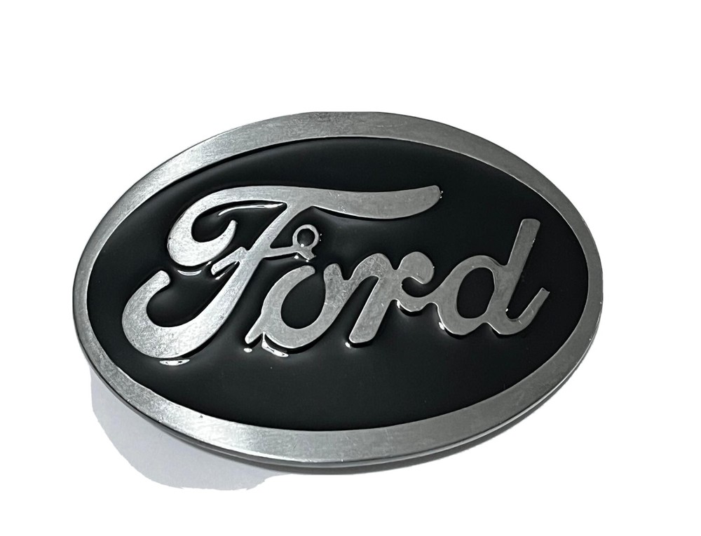 Ford Belt Buckle , Black Enamel Fill Pewter Finish
