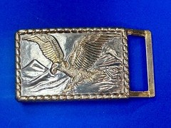 Patriotic Majestic American Eagle Vintage two tone rectangular Belt Buckle