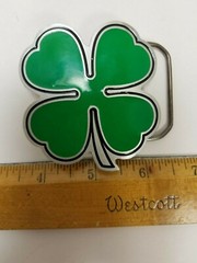 Pewter Belt Buckle Green Shamrock Great American Products 4002 2 1/2 x 2 1/2