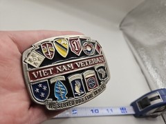 US Army Vietnam Veteran Belt Buckle Made In USA « We served our time in hell »