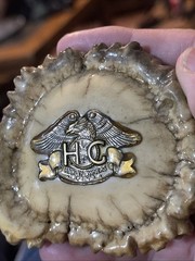 Vintage Elk Antler Belt Buckle With Eagle Harley Owners Group Motorcycle