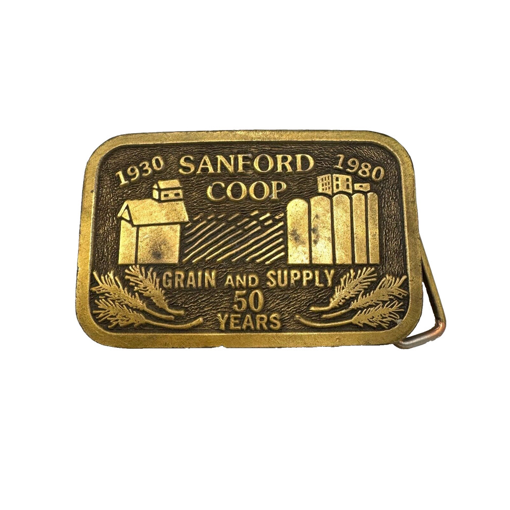 1930 to 1980 Sanford Coop 50 Years Metal Belt Buckle Hit Line