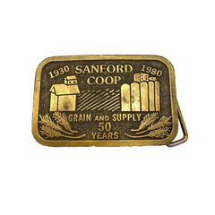 1930 to 1980 Sanford Coop 50 Years Metal Belt Buckle Hit Line