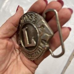 LIONS CLUB INTERNATIONAL BELT BUCKLE 1015 Heavy Metal 3”Buckle Lion Face Vintage
