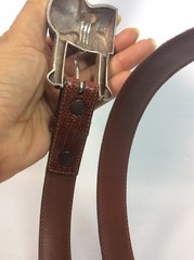 Barry Kieselstein cord sterling Silver Dog Labrador buckle Brown Lizard belt