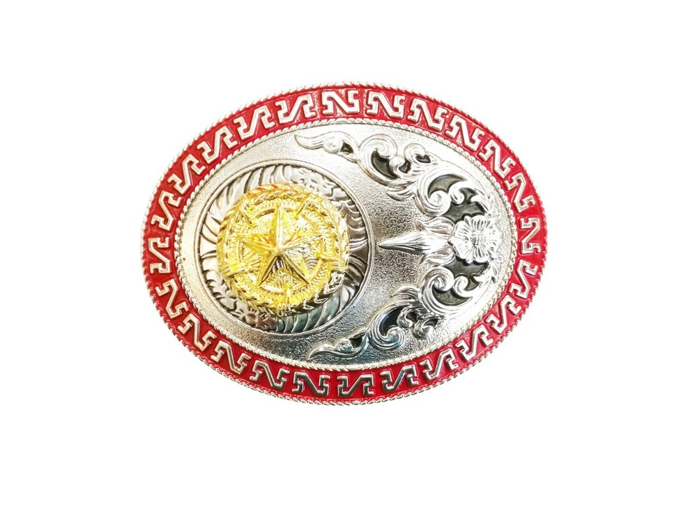 Western Buckle Oval Gold Silver Red Lone Star Texas Cowboy 2 » Hebillas Vaqueras