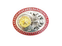 Western Buckle Oval Gold Silver Red Lone Star Texas Cowboy 2 » Hebillas Vaqueras