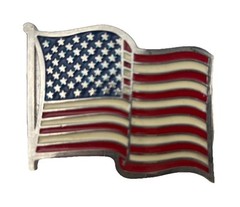 American Flying USA Flag Belt Buckle Silver Ton 1.75” Belt Max