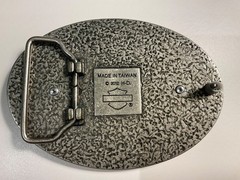 Harley-Davidson buckle w/ Bar&Shield.Antique nickel .Leather patch.#HDMBU10069.