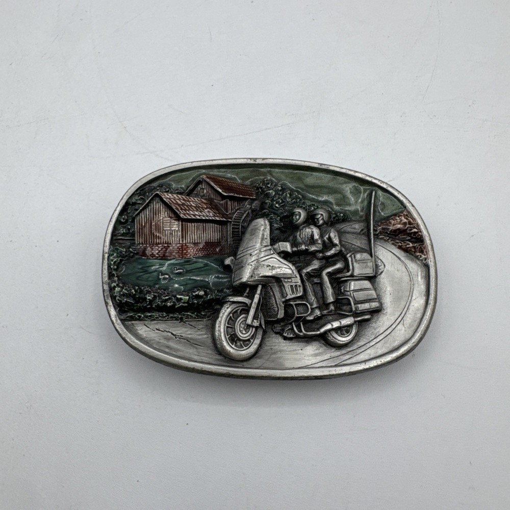 Vintage Bergamot Brass Works 1984 Motorcycle Biker Gold Wing Belt Buckle N149