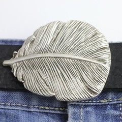 Large Spring Detailed Antique Silver Vintage Look Oval Belt Buckle