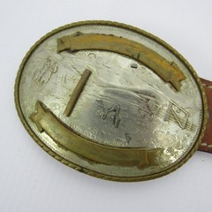 Vintage Tony Lama German Silver Belt Buckle and leather Belt