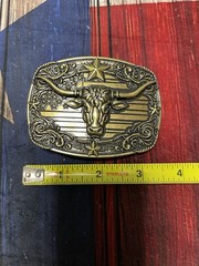 Bullhead Gold USA Flag Belt Buckle 3 1/2” NEW FREE SHIP