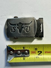 Military Style Longhorn Steer Slide Style Belt Buckle