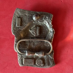 2 belt buckles 1986 American Firefighter, Eagle Flag 1990 Siskiyou Made in USA