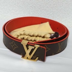 Louis Vuitton Santur LV Initial Belt M9498 Browns Red Monogram Used Japan