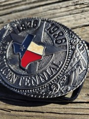 Vintage TL&B Brass Texas Sesquicentennial 1836-1986 Metal Belt Numbered 1508