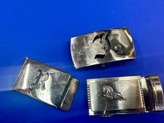 Lot of 3 Vintage slide dress style Belt Buckle&rsquo;s Letters Horse