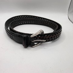 Brighton 94603 Dark Brown Braided Woven Leather Belt Silver Buckle 38