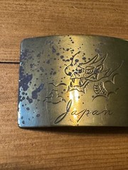 Vintage Collectible Rectangular Historical Japanese Dragon Gold-Tone Belt Buckle