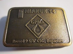 BP NIAKUK 14 BELT BUCKLE GPMA OIL FIELD BRITISH PETROLEUM- GW-13