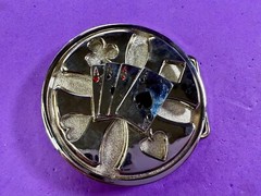Four Aces Poker Cards Gambling Casino Silver Color Large Spinner Belt Buckle