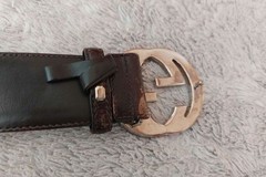 GUCCI Pre-Owned Brown Leather Striped Belt Vintage
