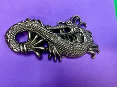 Mystical Chinese Dragon Mythology Figural Cutout Silver Color Belt Buckle