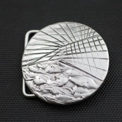 Round Graphic Belt Buckle, Modern Pattern, Stylish Accessory