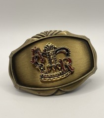 Belt Buckle 1978 Raintree Brass Vintage Crown “A R” Symbol Western Cowboy
