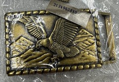 Vintage Flying Eagle Buckle and Key Chain Solid Brass New Still Sealed Packaged