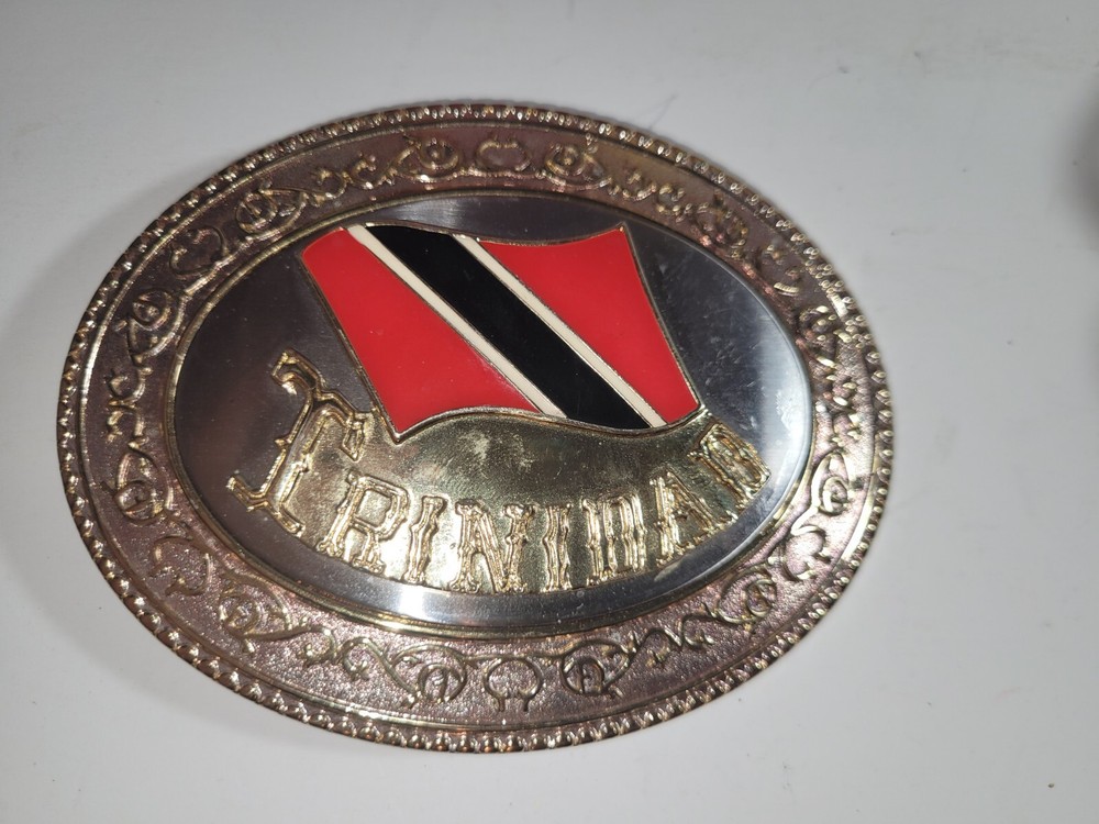 Trinidad Flag Enamel Unisex Belt Buckle Country Black Red Silver