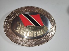 Trinidad Flag Enamel Unisex Belt Buckle Country Black Red Silver