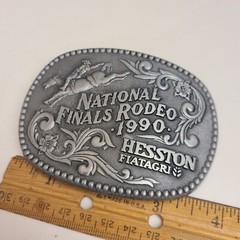 1990 National Finals Rodeo NFR Adult Size Belt Buckle Hesston Fiatagri