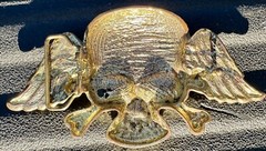 Skull covered in Clear & Blue Rhinestones Belt & Belt Buckle,Missing Some Stones