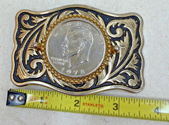VTG 1978 Bicentennial Eisenhower Dollar Coin Philadelphia Mint Belt Buckle