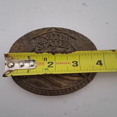 Vtg United States of America Belt Buckle 2 Eagles Bracketing Stars and Stripes