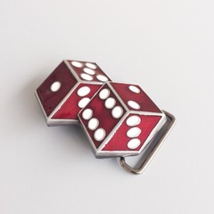 Red Enamel Dices Casino Gamble Vintage Belt Buckle Gurtelschnalle