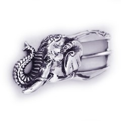 Elephant Head Sterling Silver Belt Buckle